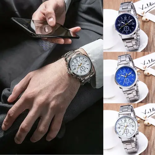323 Fashion Watch Quartz Band Neutral Analog Wristwatch Steel Men's Watch