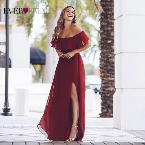Maxi Dresses For Women Evening Dresses Ever Pretty EP00968 Sexy A Line Off Shoulder Long Formal Party Gowns With Ruffles 2020