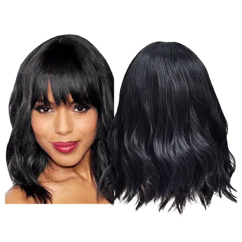 Women's Shoulder Long Holiday Hair Curly Bob Wig with Bangs Cosplay Party Daily Women's Shoulder Long Holiday Hair Curly Bob Wig with Bangs Cosplay Party Daily