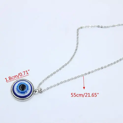 Vinatge Silver Turkish Blue Evil Eye Pendant Necklace Amulet Lucky CharmJewerly