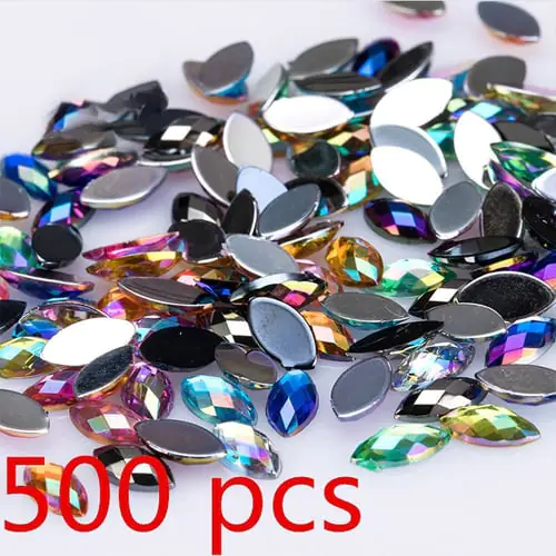 500Pcs Glitter Horse Eye Rhinestones 3D Nail Art Decorative Glue Acrylic 500Pcs Glitter Horse Eye Rhinestones 3D Nail Art Decorative Glue Acrylic