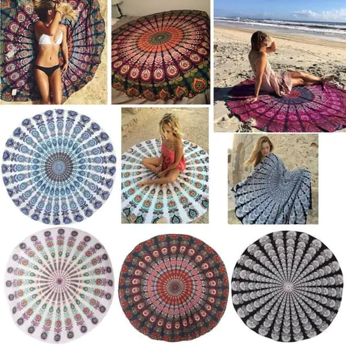 Beach Cover Up Round Pareo Bikini Boho Hippie Summer Bathing Suit Dress Swimwear