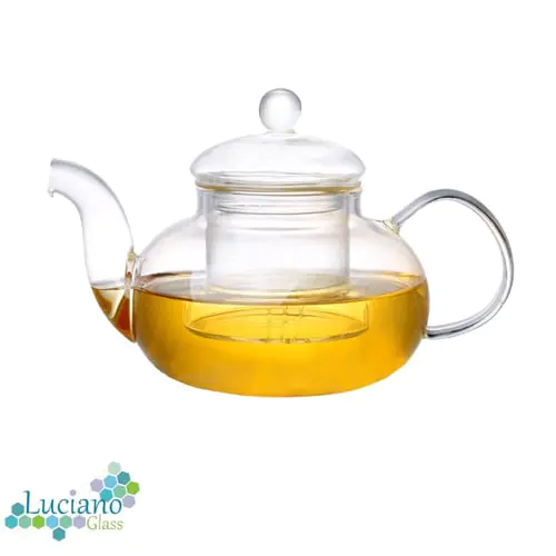 Luciano Borosilicate Glass Tea Pot with Glass Cover and Filter Luciano Borosilicate Glass Tea Pot with Glass Cover and Filter