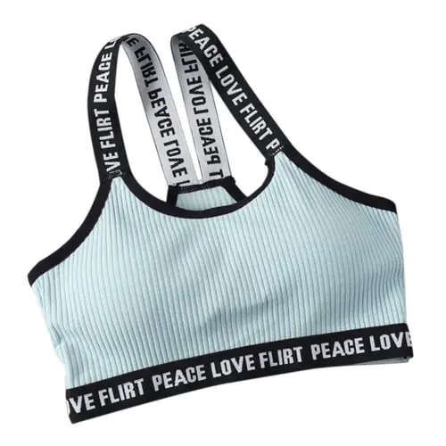 Women Teenage Girl Sport Bralette Letters Shoulder Cotton Underwear Vertical e Ribbed Knitted Crop Top Wireless Padded Gym Brassiere Women Teenage Girl Sport Bralette Letters Shoulder Cotton Underwear Vertical e Ribbed Knitted Crop Top Wireless Padded Gym Brassiere