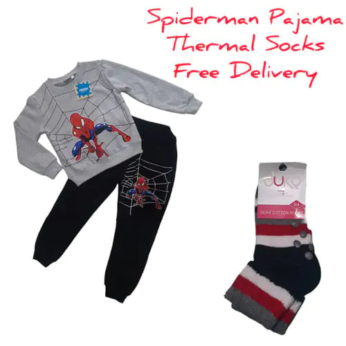 Spiderman Sportswear + Thermal Cotton Socks with Stoppers Spiderman Sportswear + Thermal Cotton Socks with Stoppers