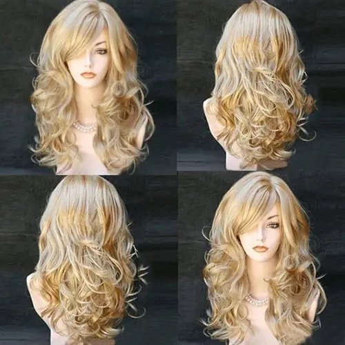 Blonde Wigs Wavy Curly Long Heat Resistant Fiber Costume Party Wigs for Women Blonde Wigs Wavy Curly Long Heat Resistant Fiber Costume Party Wigs for Women