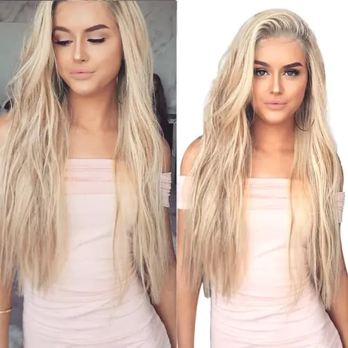 Fashion Synthetic Hair Wig Fashion Long Wavy Sexy Women Gold Full Wigs + Cap Fashion Synthetic Hair Wig Fashion Long Wavy Sexy Women Gold Full Wigs + Cap