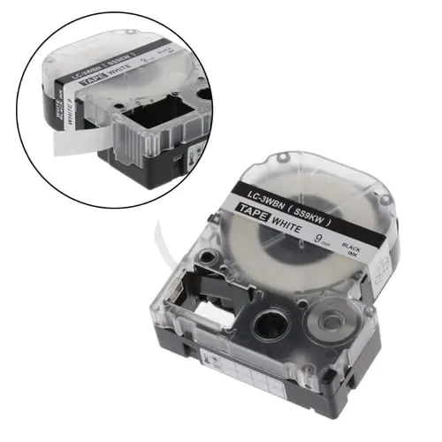 Black on White Label Tape Compatible Epson Label Tapes 9mm for LW-300 LW-400 Black on White Label Tape Compatible Epson Label Tapes 9mm for LW-300 LW-400
