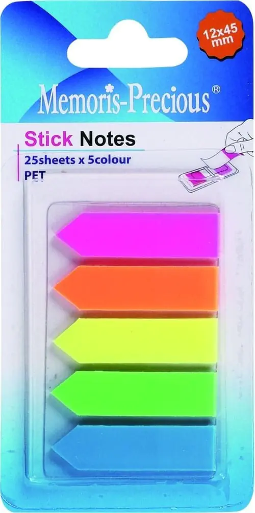 Memoris Precious, Sticky Notes Arrow, 12X45 Mm, 25 Sheets X5 Colors,