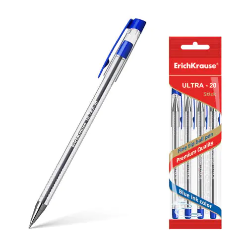 Erichkrause Ballpoint pen 46782, ink color: blue (polybag 4 pcs.)