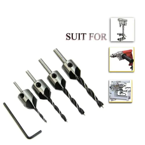 4pcs HSS 5 Flute Countersink DrillSet Reamer Woodworkingmfer 4pcs HSS 5 Flute Countersink DrillSet Reamer Woodworkingmfer