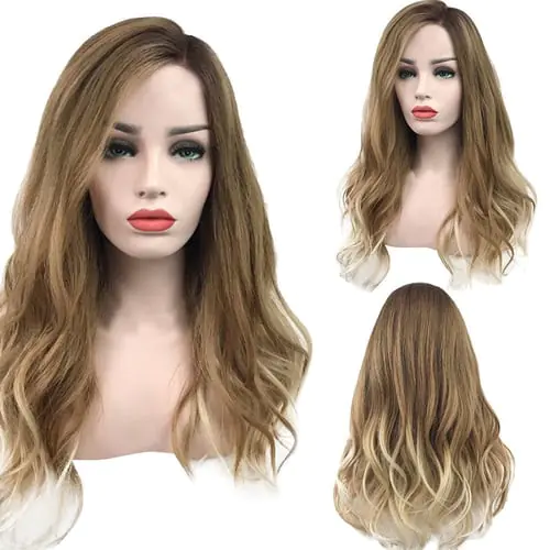 Women's Fashion Wig Brown Synthetic Hair Long Wigs Wave Curly Wig