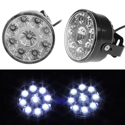 9LED DRL Round Car Fog Lamp Driving Daytime Running Lights Head Light White 9LED DRL Round Car Fog Lamp Driving Daytime Running Lights Head Light White
