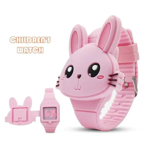 Super Cute Silicone LED 5 Colors Cartoon Rabbit Children's Electronic Watch For Kids