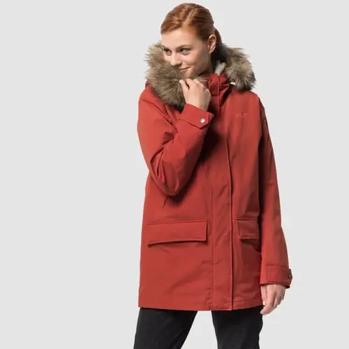 Jackwolfskin Women Waterproof Helsinki Winter Parka Hardshell Casual Jacket Mexican Pepper Jackwolfskin Women Waterproof Helsinki Winter Parka Hardshell Casual Jacket Mexican Pepper