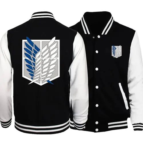 Attack on Titan College style Base Jacket Wings Of Freedom Coat Anime Tracksuit Men Bomber Jacket Winter Japanese Streetwear