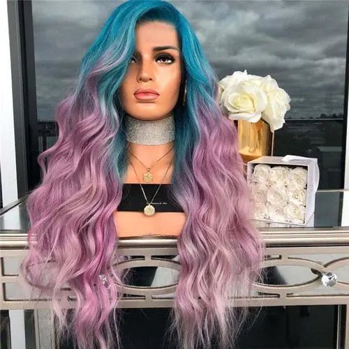 Synthetic Pink Cosplay Full Hair Wavy Wig Long Purple Curly Women Straight wig Synthetic Pink Cosplay Full Hair Wavy Wig Long Purple Curly Women Straight wig