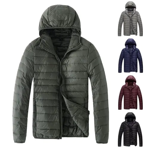 Men's Casual Winter Jacket Warm Men Zipper Hooded Coat With Pocket