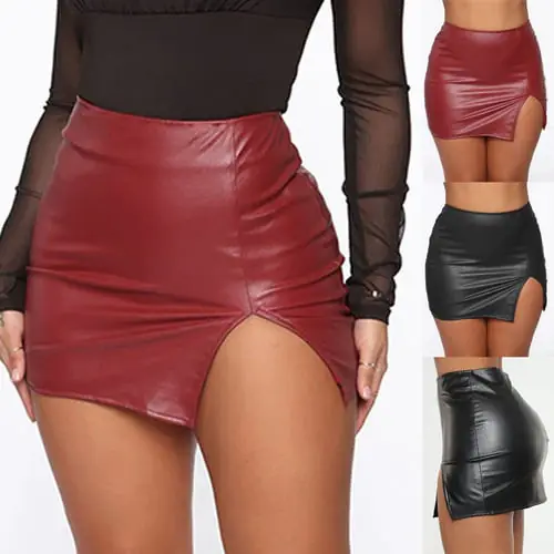 Women's Casual Open High Waist Package Hip Zipper Sexy Leather Half-body Skirt Women's Casual Open High Waist Package Hip Zipper Sexy Leather Half-body Skirt