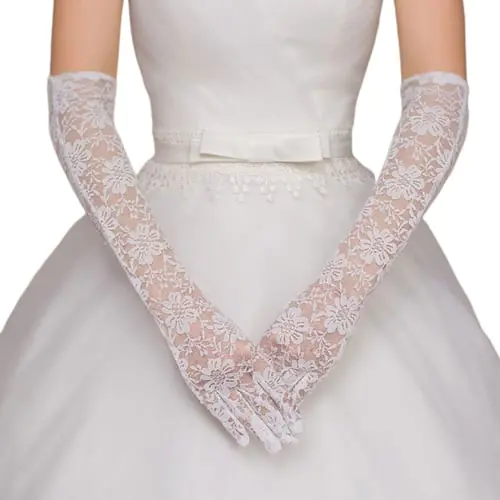 Wedding Dress Accessories Charm Bridal Gloves White Lace with Finger Long Glove Elegant Lady Bride Prom Wedding Dress Accessories Charm Bridal Gloves White Lace with Finger Long Glove Elegant Lady Bride Prom