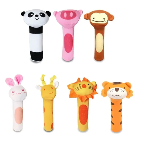 Interactive Plush Rattle Baby Plush Ring Crib Gift for Baby Infant Hanging Rattle Bell Plush Cotton Toy for Crib Decor