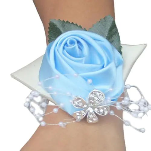 Handmade Satin Rose Wrist Corsage Wedding Prom Party Bridesmaid Bridal Wrist Flower Faux Pearl Beaded Stretch Bracelet Wristband Handmade Satin Rose Wrist Corsage Wedding Prom Party Bridesmaid Bridal Wrist Flower Faux Pearl Beaded Stretch Bracelet Wristband
