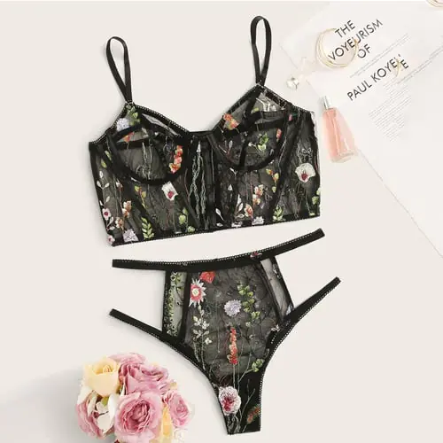 See-through Underwear Underwear Ladies Floral Embroidery Sexy Mesh See-through Underwear Underwear Ladies Floral Embroidery Sexy Mesh
