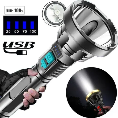 TeneT Super Bright LED Flashlight Outdoor Portable USB Rechargeable Flashlight Waterproof Lantern Spotlight Lighting for Outdoor Hunting Camping Hiking Fishing Etc TeneT Super Bright LED Flashlight Outdoor Portable USB Rechargeable Flashlight Waterproof Lantern Spotlight Lighting for Outdoor Hunting Camping Hiking Fishing Etc