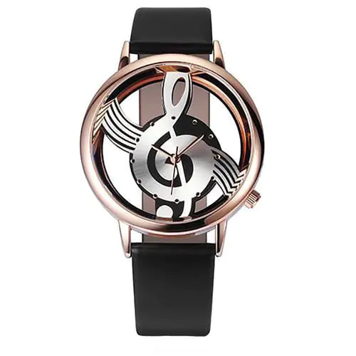 Fashion Women Watches Note Music Notation Leather Analog Quartz Wrist Watch