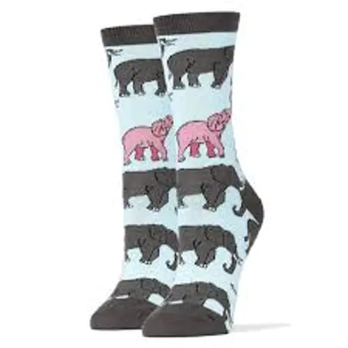 OoohYeah Socks - Womens Crew Pink Elephant OoohYeah Socks - Womens Crew Pink Elephant