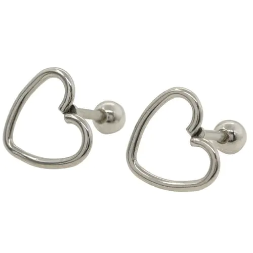 ULike Fashion Punk Women Girls Hollow Heart Stainless Steel Piercing Stud Earrings