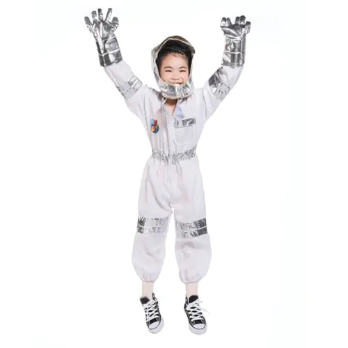 Toddler Kids Astronaut Costume Jumpsuit Space Pretend Play Outfit with Hat Glove