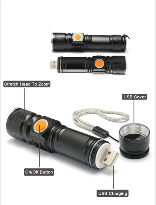 Erl, Mini Flashlight ST-515-T6 USB charging, 12 meter zoom Erl, Mini Flashlight ST-515-T6 USB charging, 12 meter zoom