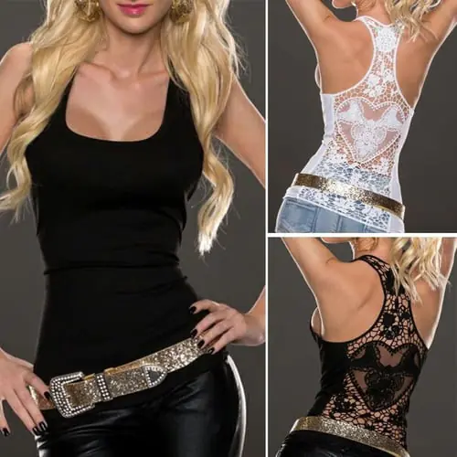 Women U-neck Back Floral Hollow Out Tank Vest Sleeveless Base Shirt Undershirt Women U-neck Back Floral Hollow Out Tank Vest Sleeveless Base Shirt Undershirt