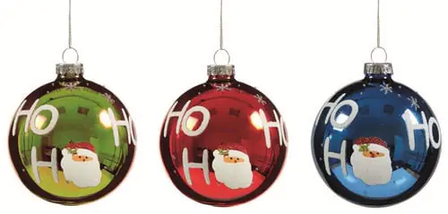 Premier Decorations 80mm Santa Ball available in Shiny Red Blue and Green Premier Decorations 80mm Santa Ball available in Shiny Red Blue and Green