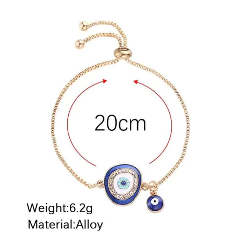 Turkish Lucky Blue Crystal Evil Eye Bracelets Handmade Gold Chains Lucky Jewelry Turkish Lucky Blue Crystal Evil Eye Bracelets Handmade Gold Chains Lucky Jewelry