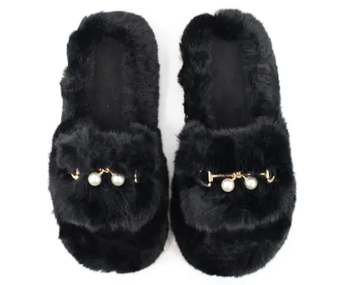 Bata Black Slippers W/ Chain Bata Black Slippers W/ Chain