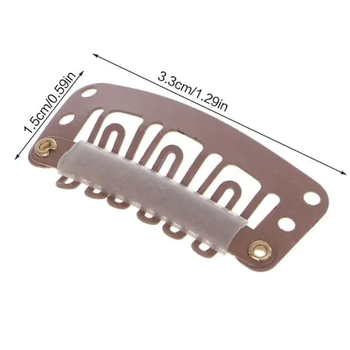 Hot 32mm 10 pcs Middle U Brown Snap Hair Clip For Wig Hair Extension