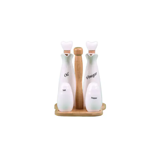 M2-Porcelain Oil & Spice set + Wood Stand JA7122