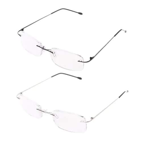 Men's Titanium Alloy No Rim Reading Glasses Frameless Folding Eyeglasses Presbyopia Eyewear + 1.0 + 1.5 + 2.0 + 2.5 + 3.0 + 3.5 Men's Titanium Alloy No Rim Reading Glasses Frameless Folding Eyeglasses Presbyopia Eyewear + 1.0 + 1.5 + 2.0 + 2.5 + 3.0 + 3.5
