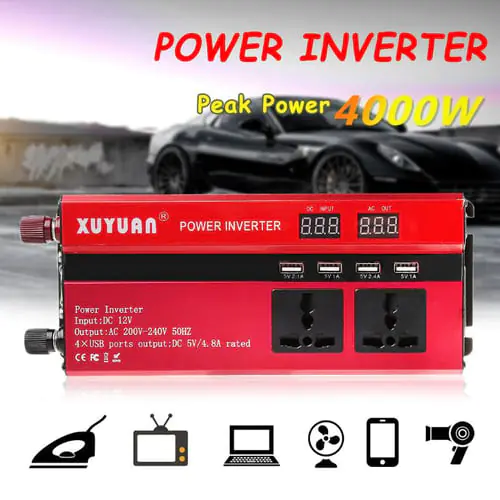 4000W Solar Power Inverter Sine Wave LED 4 USB DC12/24V To AC110V/220V Convert 4000W Solar Power Inverter Sine Wave LED 4 USB DC12/24V To AC110V/220V Convert