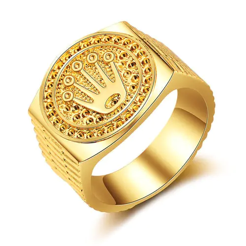 Ring Preferred Fashion Hip Hop Gold Iced-out Crown Ring for Men, Engagement