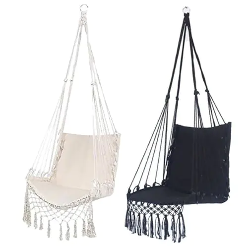Hammock Chair Macrame Swing Hanging Cotton Rope Hammock Swing Chair for Indoor Hammock Chair Macrame Swing Hanging Cotton Rope Hammock Swing Chair for Indoor