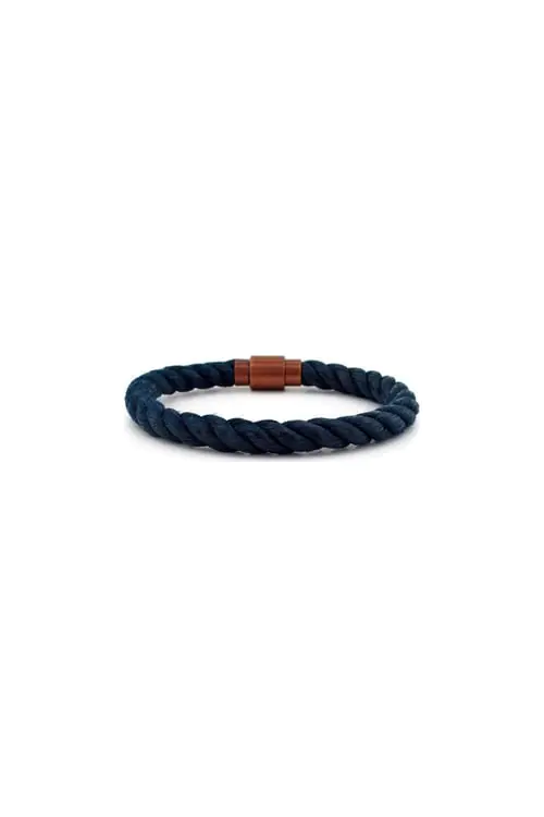 Solfer Dark Blue Color Rope Copper ic Bracelets Men Bt421