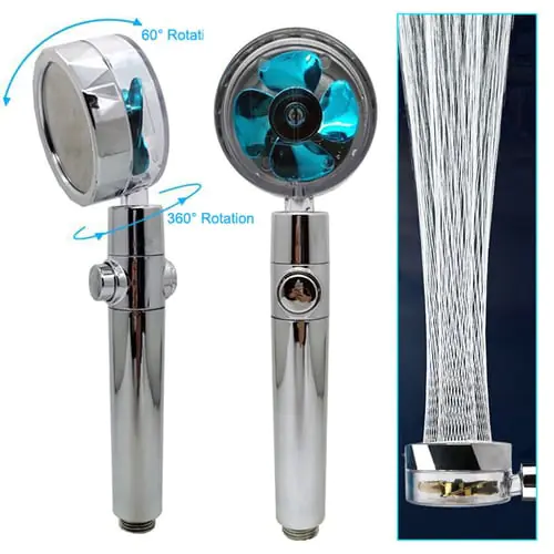 Bathroom Shower Head, Propeller Shower, Pressurized Shower, 360-degree Rotation with Small Fan, Rainwater High-pressure Nozzle, Shower Shower