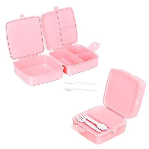 Lunch Box Colored Plastic Divided Multi Compartment Lunch Box