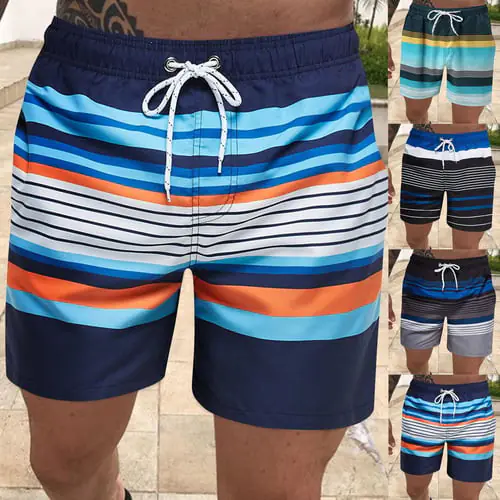 Mens Summer Casual Fitness Bodybuilding Printed Pockets Beach Shorts Pants