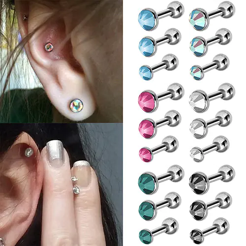 FOOTLOOSE 3 Pcs Rhinestone Ear Studs Fashion Tragus Helix Bar Cartilage Piercing Earrings FOOTLOOSE 3 Pcs Rhinestone Ear Studs Fashion Tragus Helix Bar Cartilage Piercing Earrings