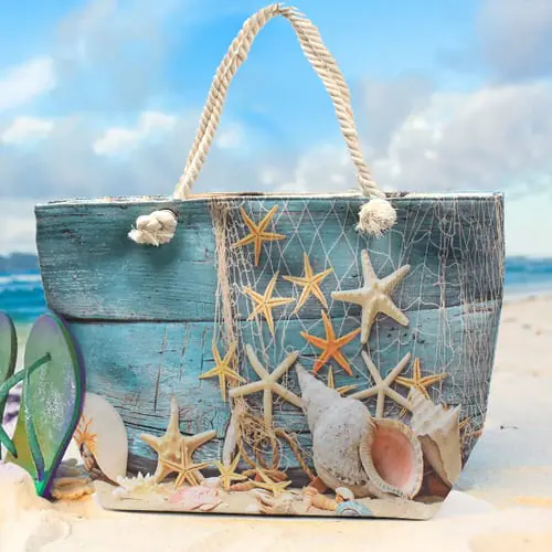 Rayane's Beautiful Homes, Seashell Design Large WaterProof Shoulder Canvas Beach Bag For Women Rayane's Beautiful Homes, Seashell Design Large WaterProof Shoulder Canvas Beach Bag For Women