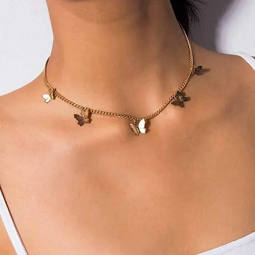 Vintage Metallic Golden Large Chain Necklace Women's Jewelry Gift